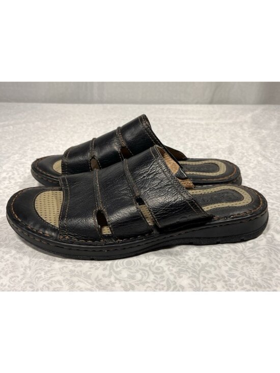 Born Sandals Womens Size US 9 M EU 40.5 Dark Brown Leather Slides Open Toe Flats - Picture 3 of 12